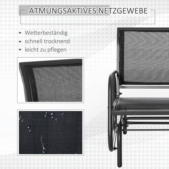 Fauteuil à bascule métal jardin balcon assise ergonomique 70x66x85cm noir - ComfortXL Outdoor Living - Image 7