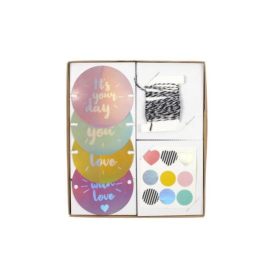 Party Time - Coffret Étiquettes Cadeau "4 Motifs" 22cm Multicolore - Image 8