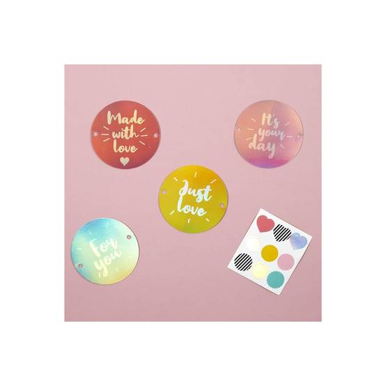 Party Time - Coffret Étiquettes Cadeau "4 Motifs" 22cm Multicolore - Image 6