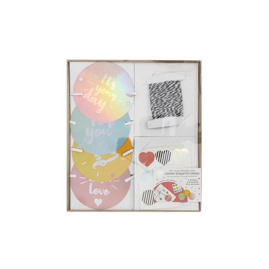 Party Time - Coffret Étiquettes Cadeau "4 Motifs" 22cm Multicolore - Image 1