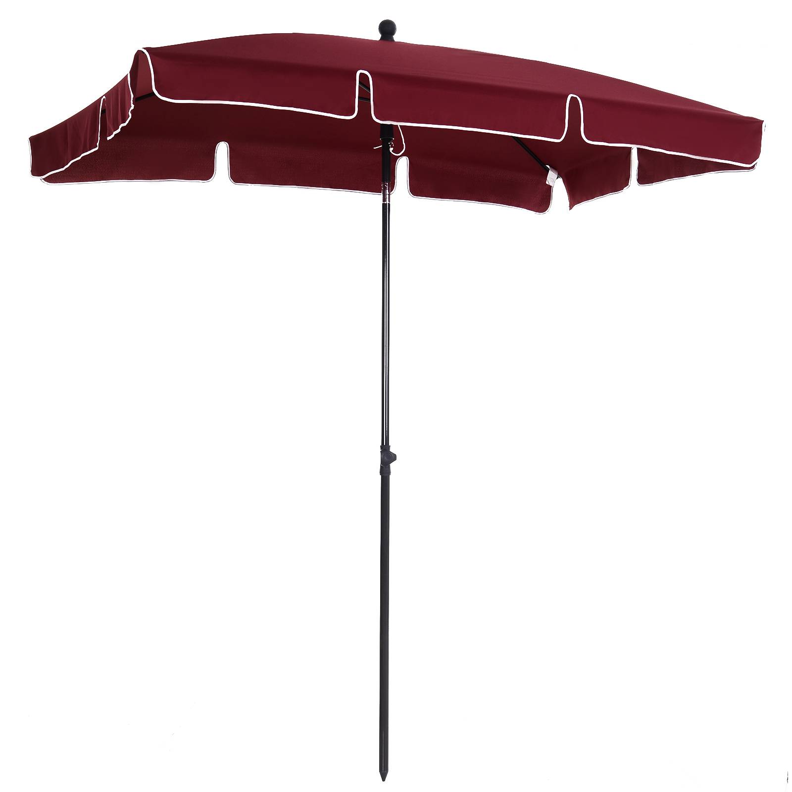 Parasol rectangulaire aluminium extérieur jardin inclinaison ajustable 200x130 cm rouge - ComfortXL Outdoor Living - Image 2
