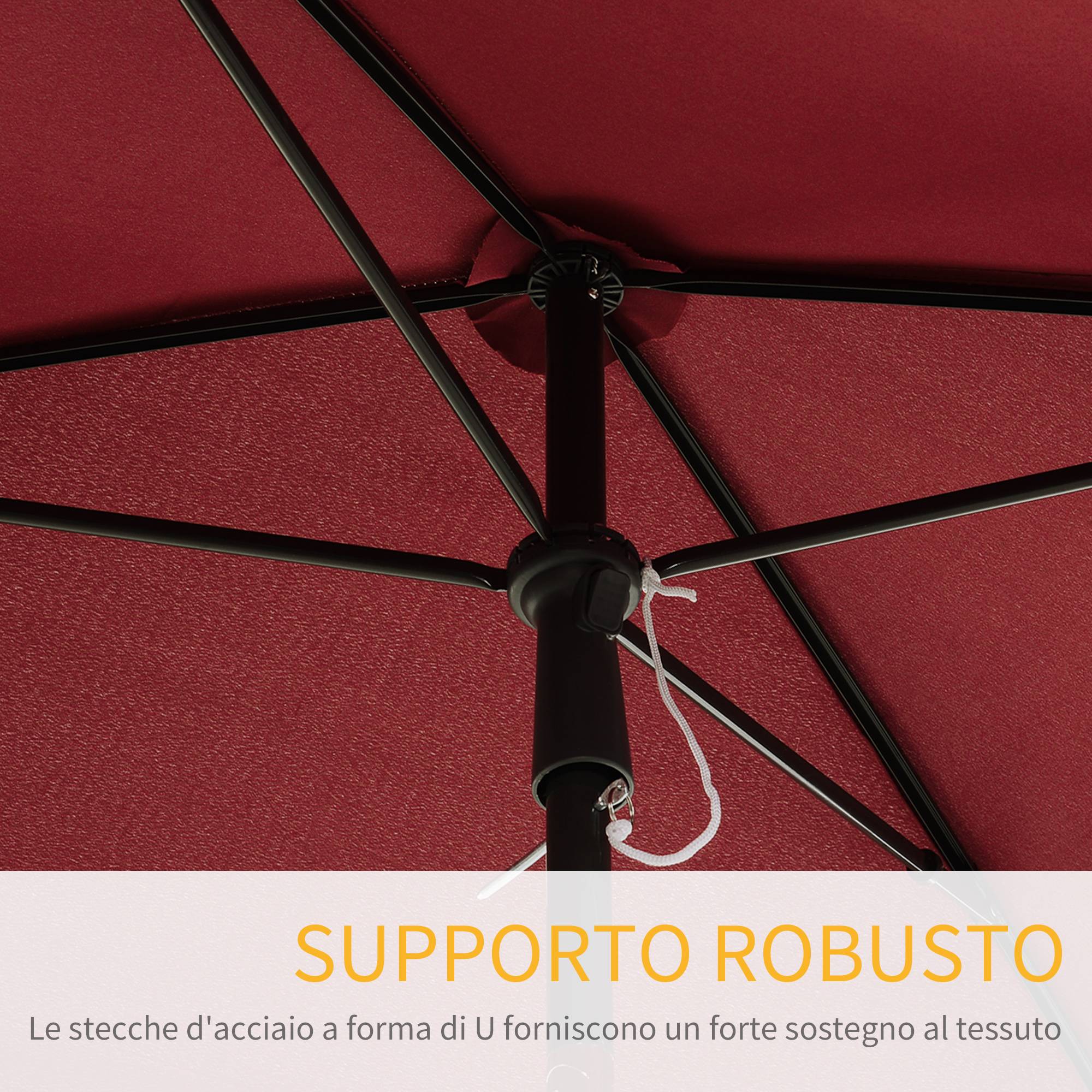 Parasol rectangulaire aluminium extérieur jardin inclinaison ajustable 200x130 cm rouge - ComfortXL Outdoor Living - Image 9