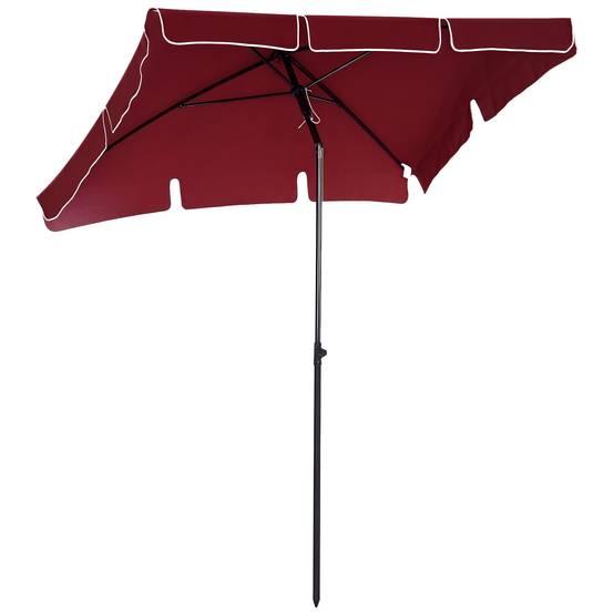 Parasol rectangulaire aluminium extérieur jardin inclinaison ajustable 200x130 cm rouge - ComfortXL Outdoor Living - Image 1