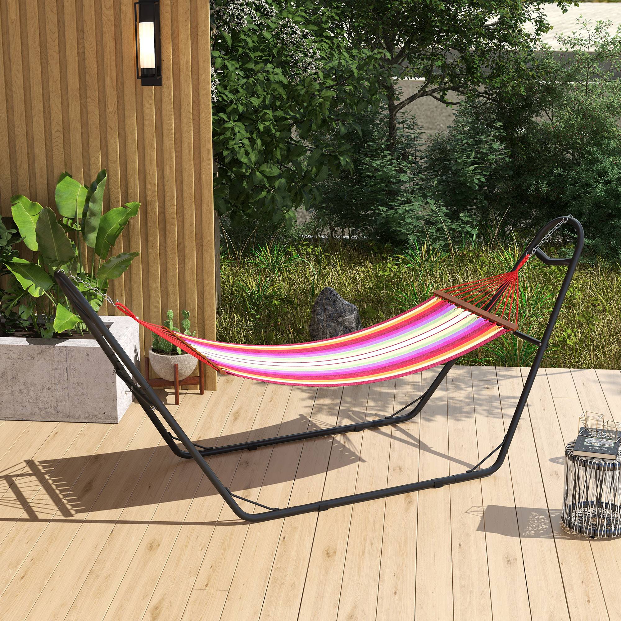 Outsunny - Support de Hamac pour 2 Personnes - Cadre en Métal Portable et Réglable - pour Hamacs de 2,75 à 4,3m - Noir - Outsunny - Image 2