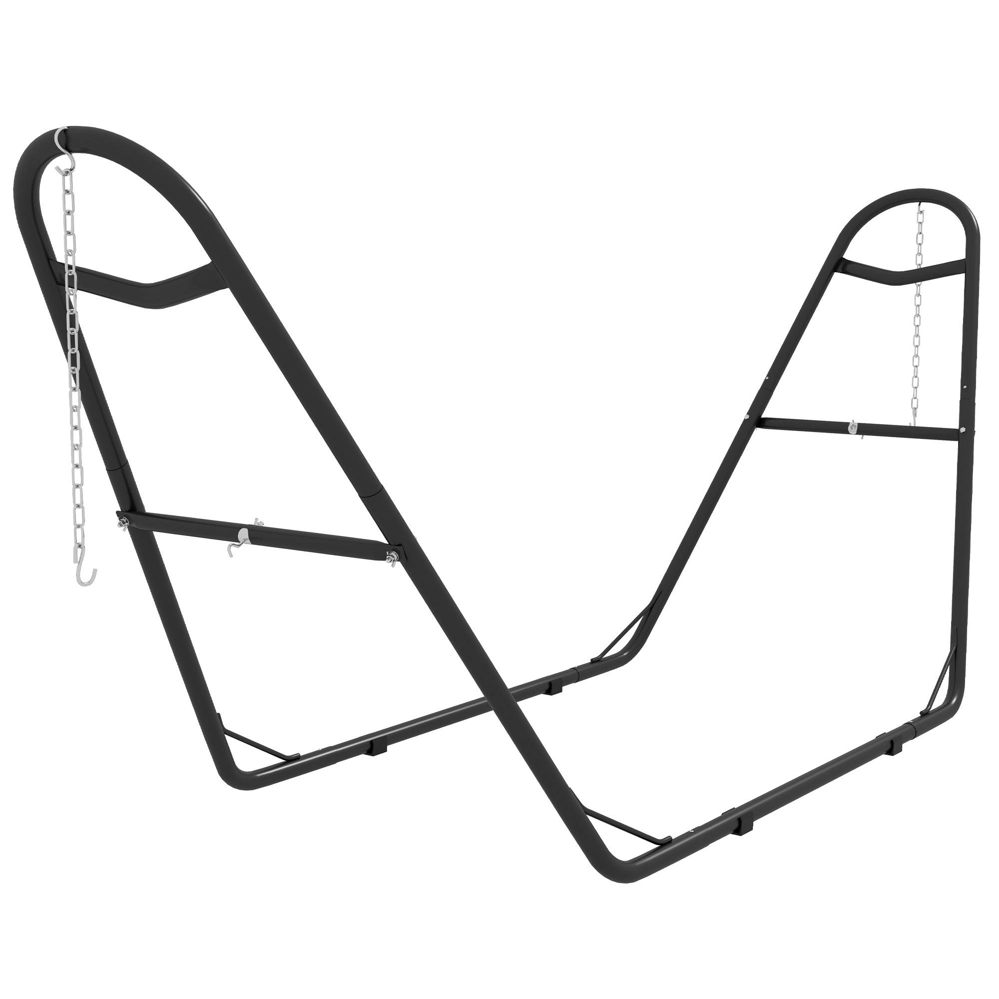 Outsunny - Support de Hamac pour 2 Personnes - Cadre en Métal Portable et Réglable - pour Hamacs de 2,75 à 4,3m - Noir - Outsunny