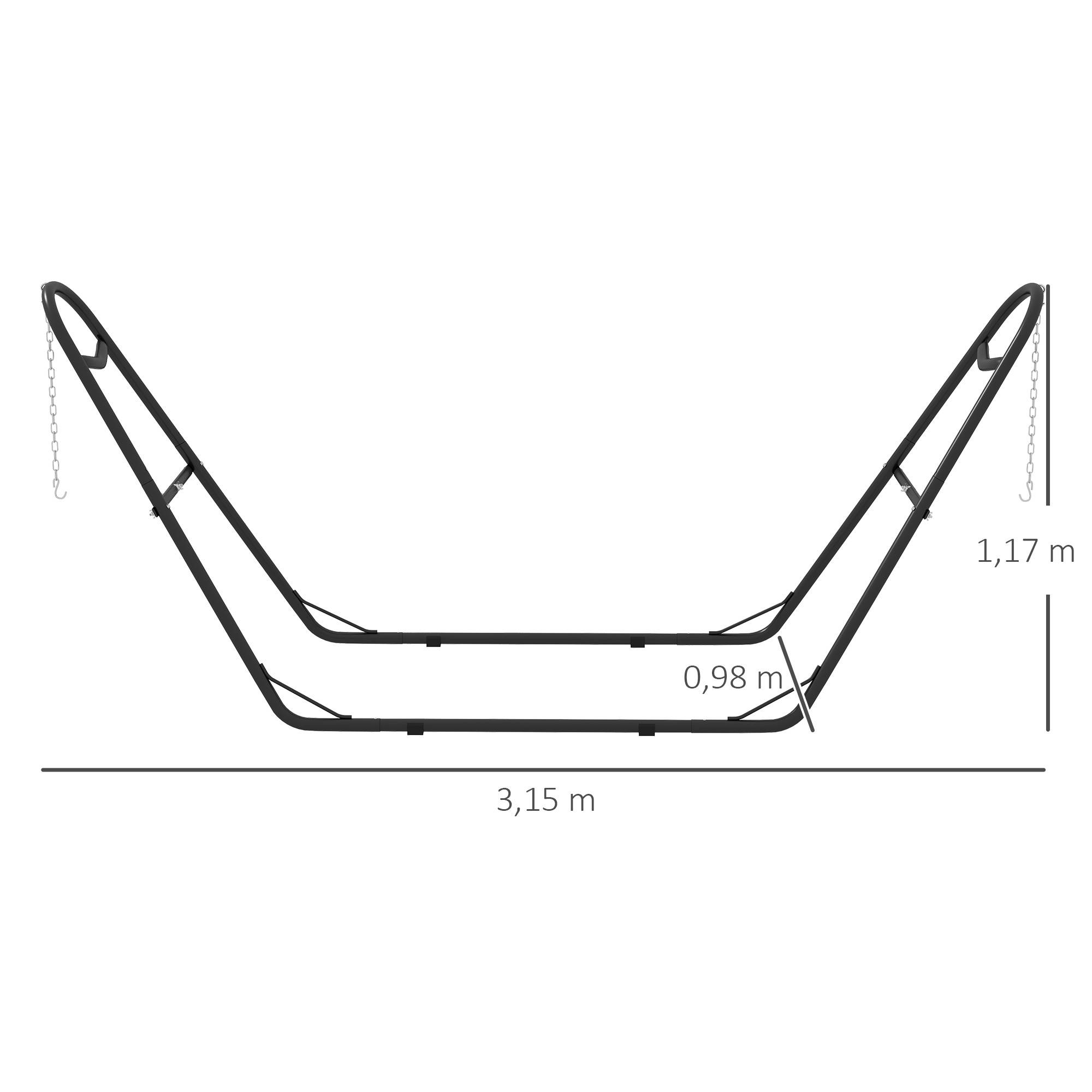 Outsunny - Support de Hamac pour 2 Personnes - Cadre en Métal Portable et Réglable - pour Hamacs de 2,75 à 4,3m - Noir - Outsunny - Image 3