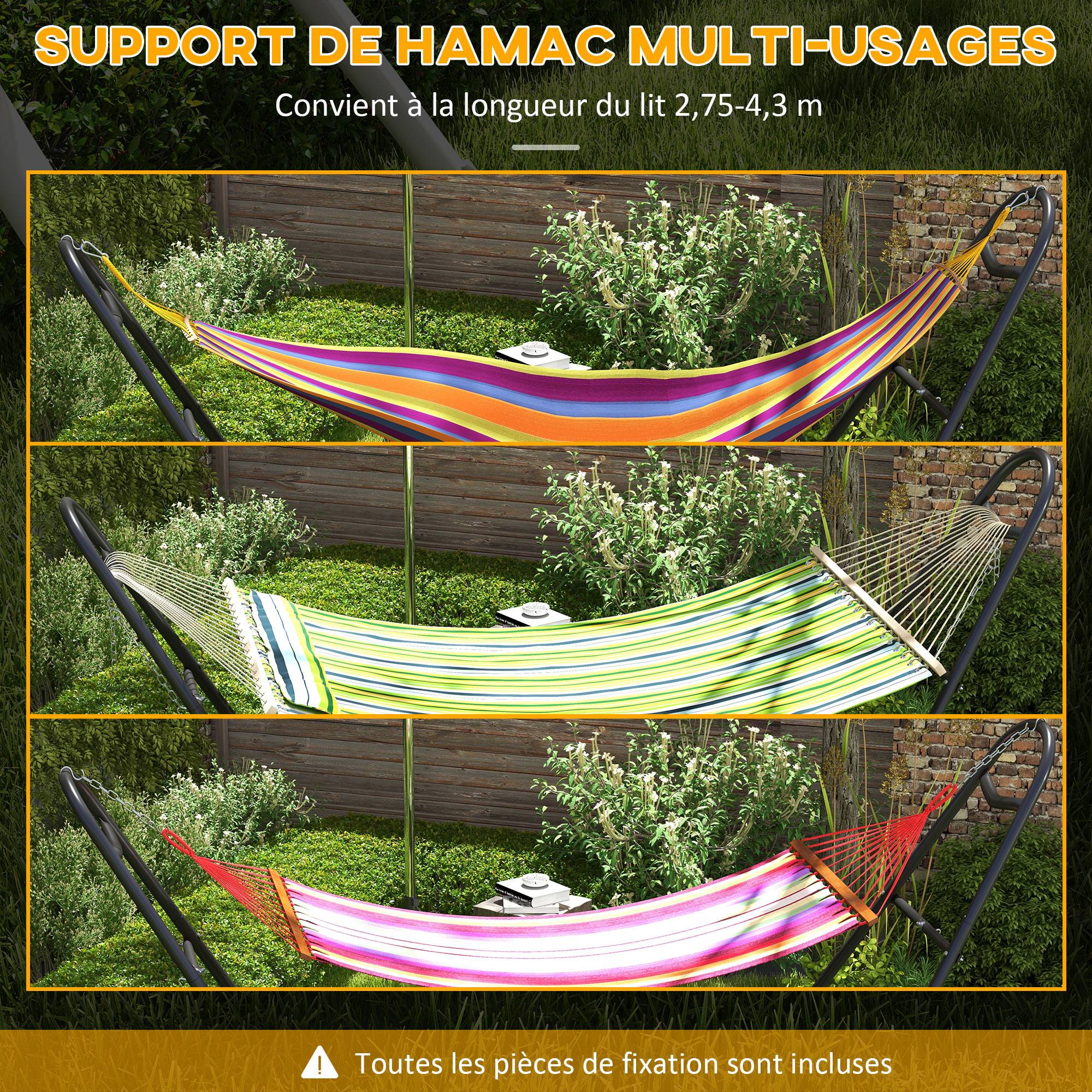 Outsunny - Support de Hamac pour 2 Personnes - Cadre en Métal Portable et Réglable - pour Hamacs de 2,75 à 4,3m - Noir - Outsunny - Image 8