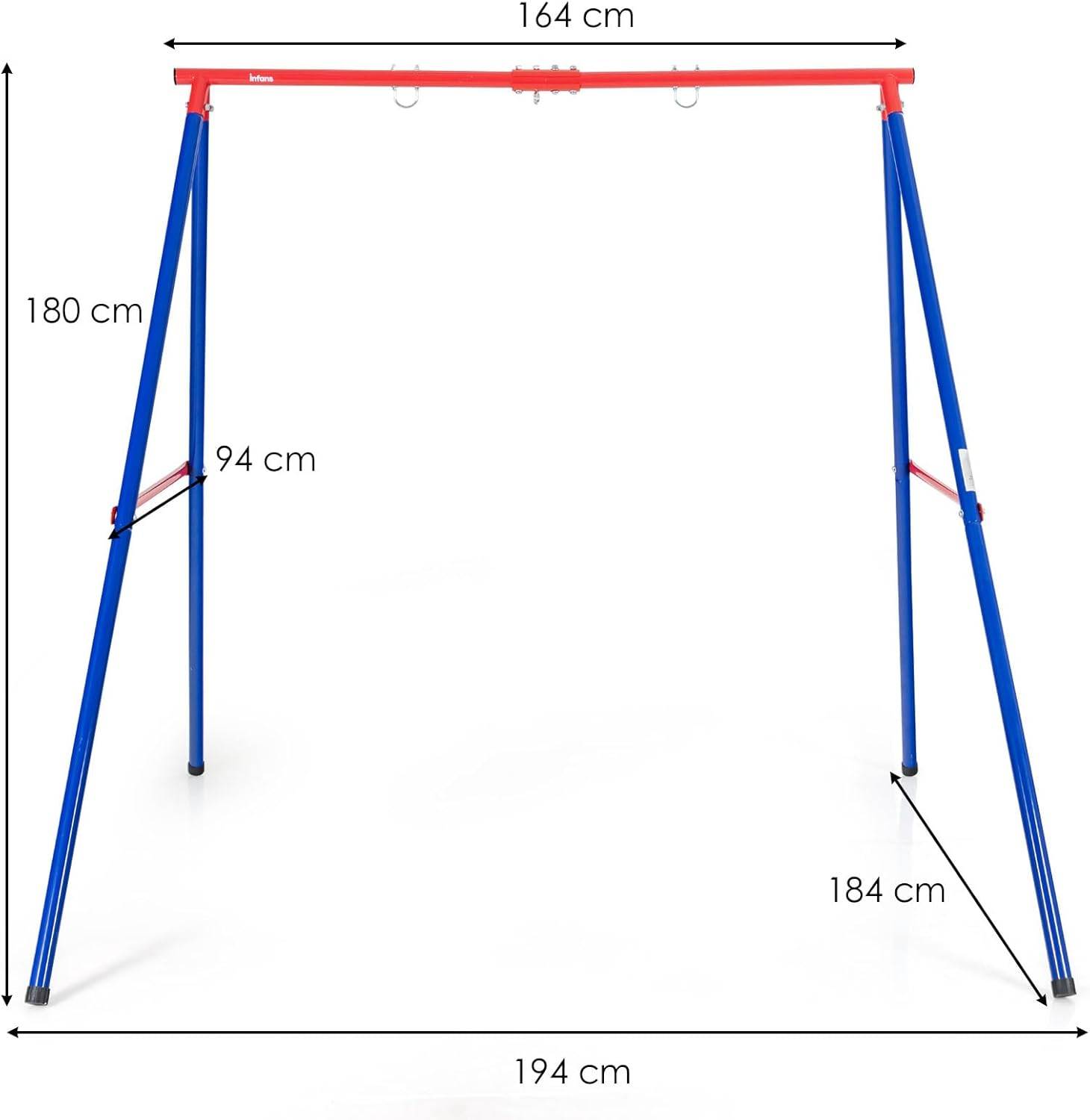 Portique de Balançoire en Métal avec Structure en A,Charge 250kg , 194x184x180cm(Rouge) - Image 3