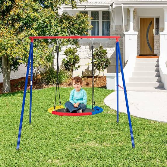 Portique de Balançoire en Métal avec Structure en A,Charge 250kg , 194x184x180cm(Rouge) - Image 4
