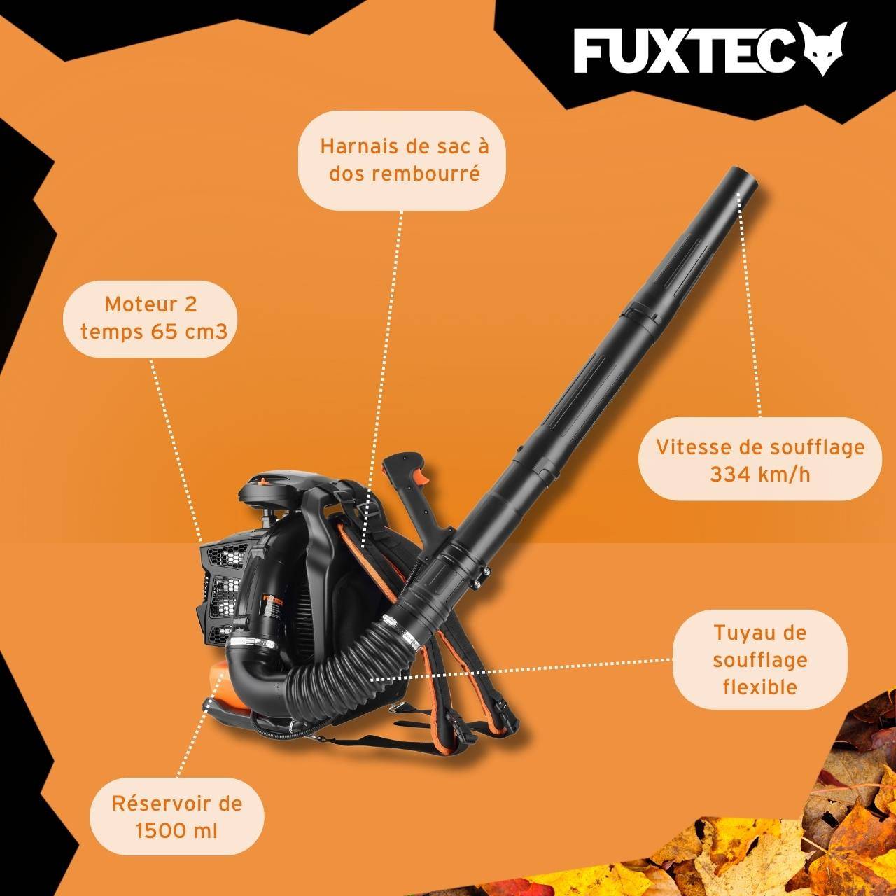 FUXTEC - Souffleur thermique PRO - FUXTEC FX-LBP165T - à dos 65cm3 334 km/h - Image 6