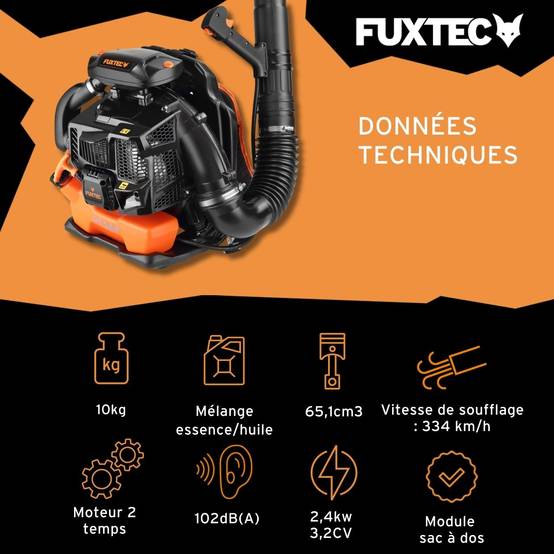 FUXTEC - Souffleur thermique PRO - FUXTEC FX-LBP165T - à dos 65cm3 334 km/h - Image 3