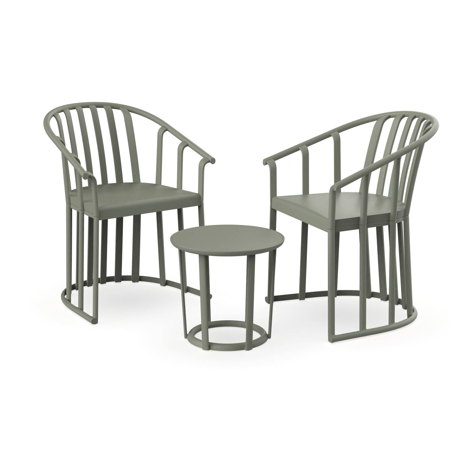 Fauteuils et table Raff Resol plastique vert (Lot de 2+1)