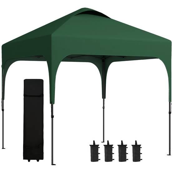 Tente de jardin 2,5 x 2,5 x 2,68 m, protection UV, hauteur réglable (plus de 50 cm), 4 sacs de lestage et sac de transport inclus (vert). - Image 1