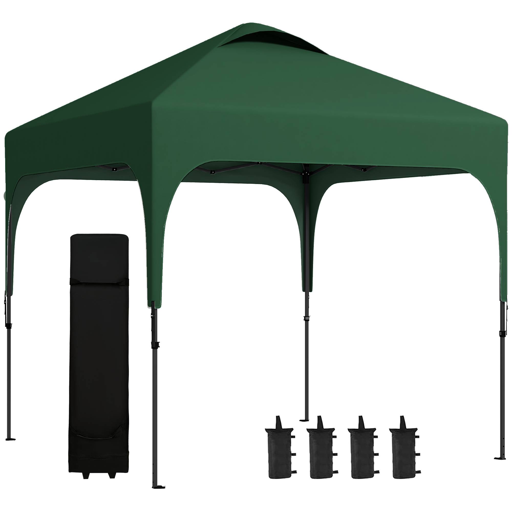 Tente de jardin 2,5 x 2,5 x 2,68 m, protection UV, hauteur réglable (plus de 50 cm), 4 sacs de lestage et sac de transport inclus (vert). - Image 1