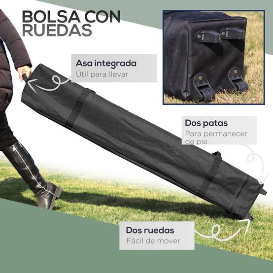 Tente de jardin 2,5 x 2,5 x 2,68 m, protection UV, hauteur réglable (plus de 50 cm), 4 sacs de lestage et sac de transport inclus (vert). - Image 6