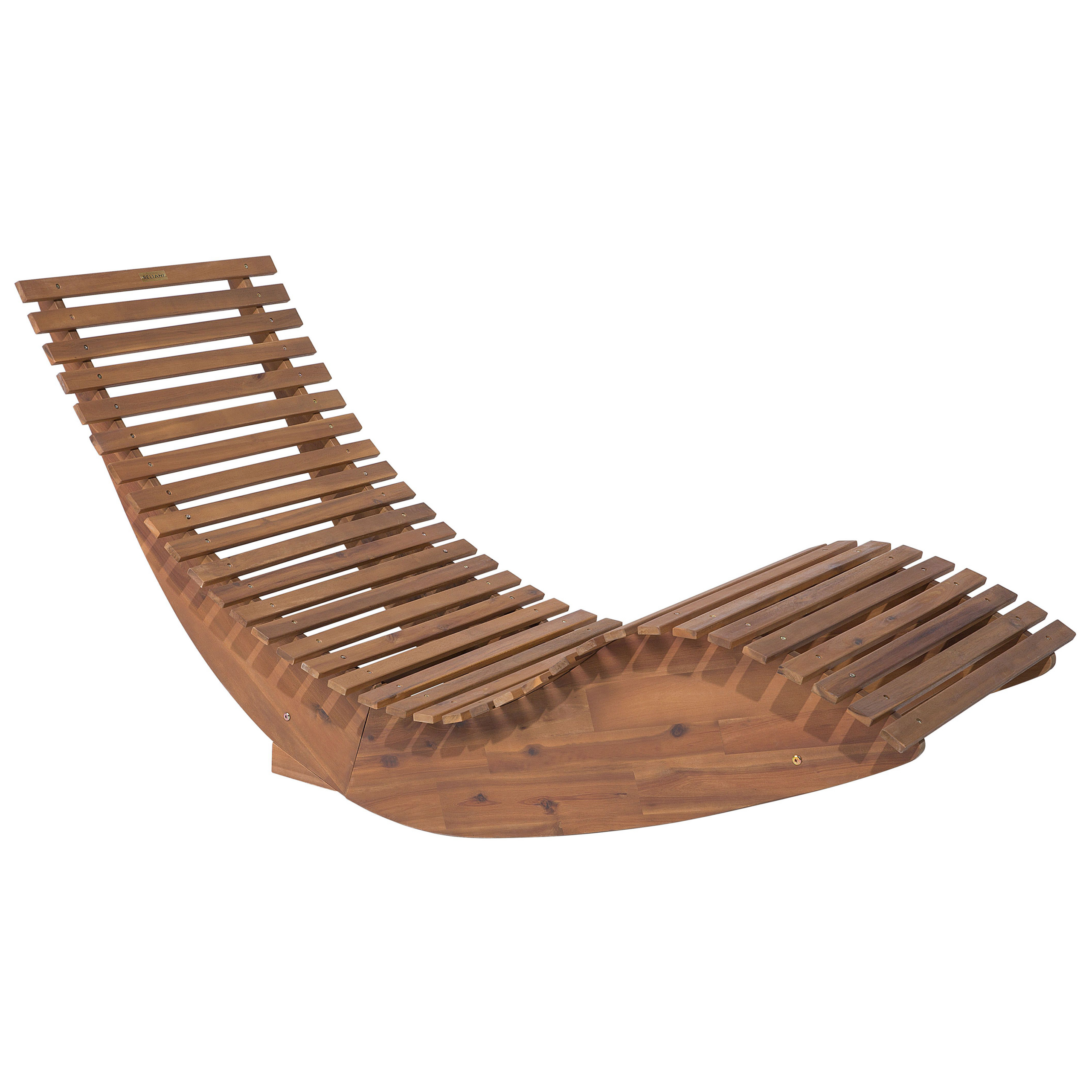 Beliani - Bain de Soleil Chaise Longue de Jardin en Bois d'Acacia avec Coussin Gris Matières Résitantes et Fonction Bascule Design Moderne Beliani - Image 4