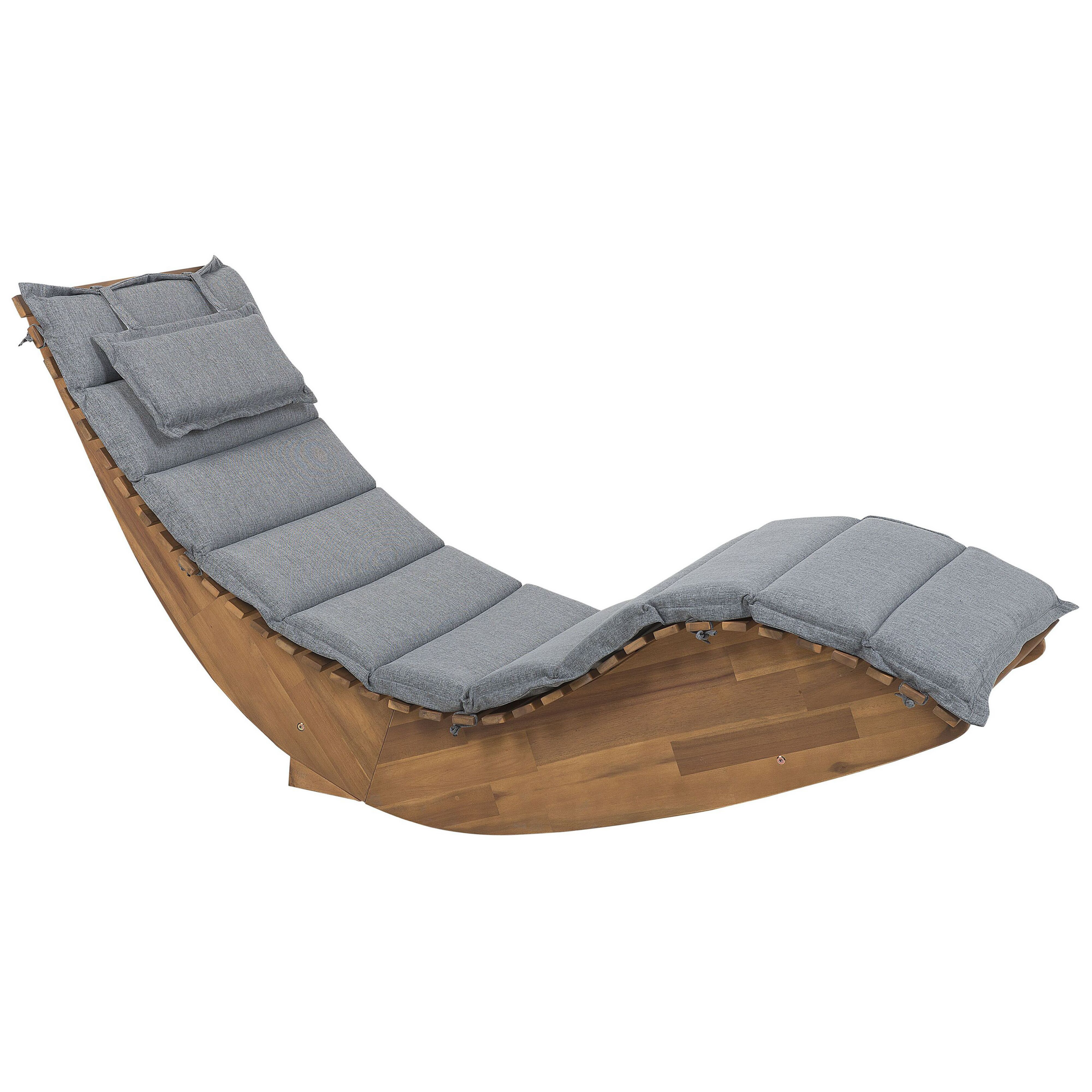 Beliani - Bain de Soleil Chaise Longue de Jardin en Bois d'Acacia avec Coussin Gris Matières Résitantes et Fonction Bascule Design Moderne Beliani - Image 1