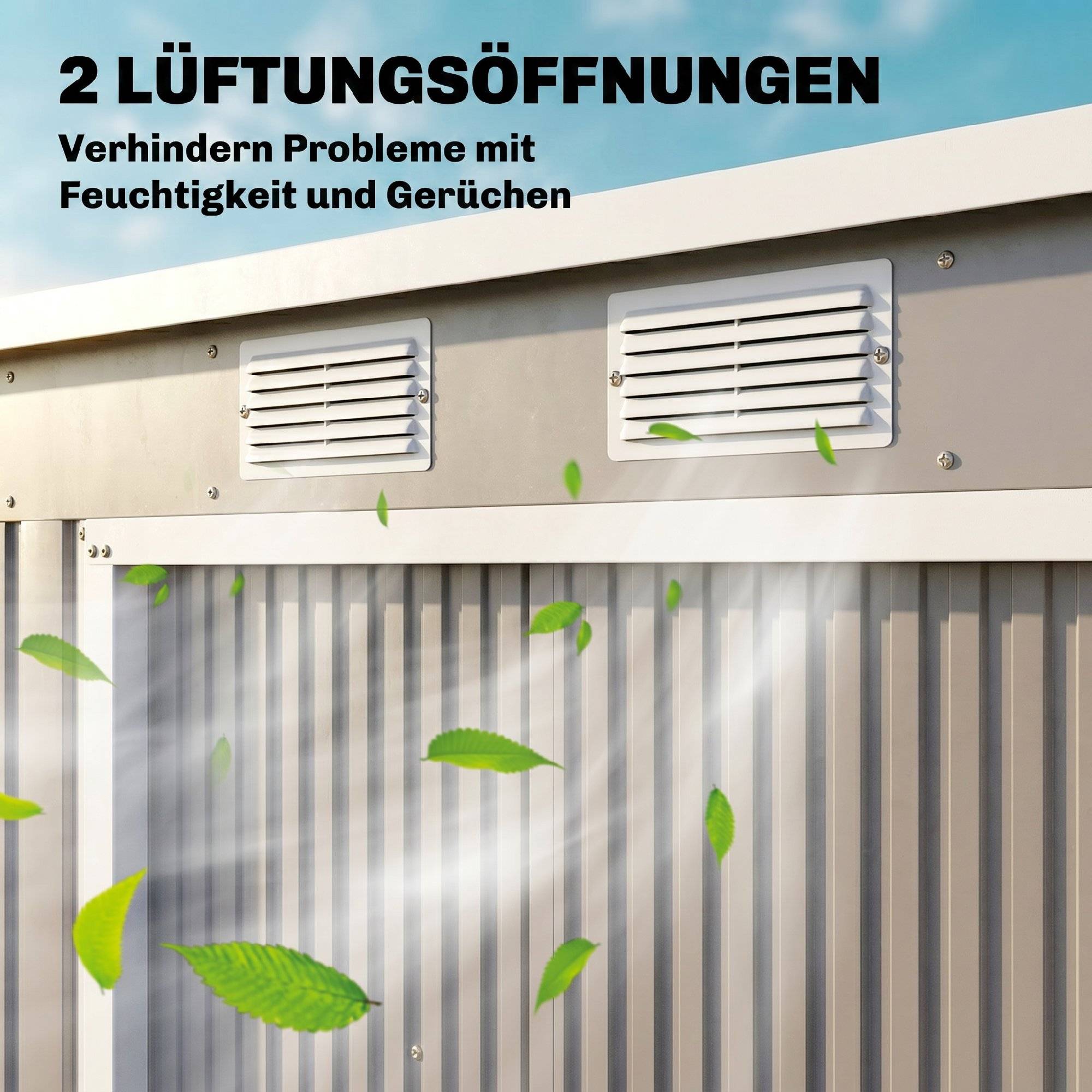 ComfortXL - Abri de jardin acier galvanisé 213 x 130 x 172 cm gris clair avec portes coulissantes - ComfortXL Outdoor Living - Image 9