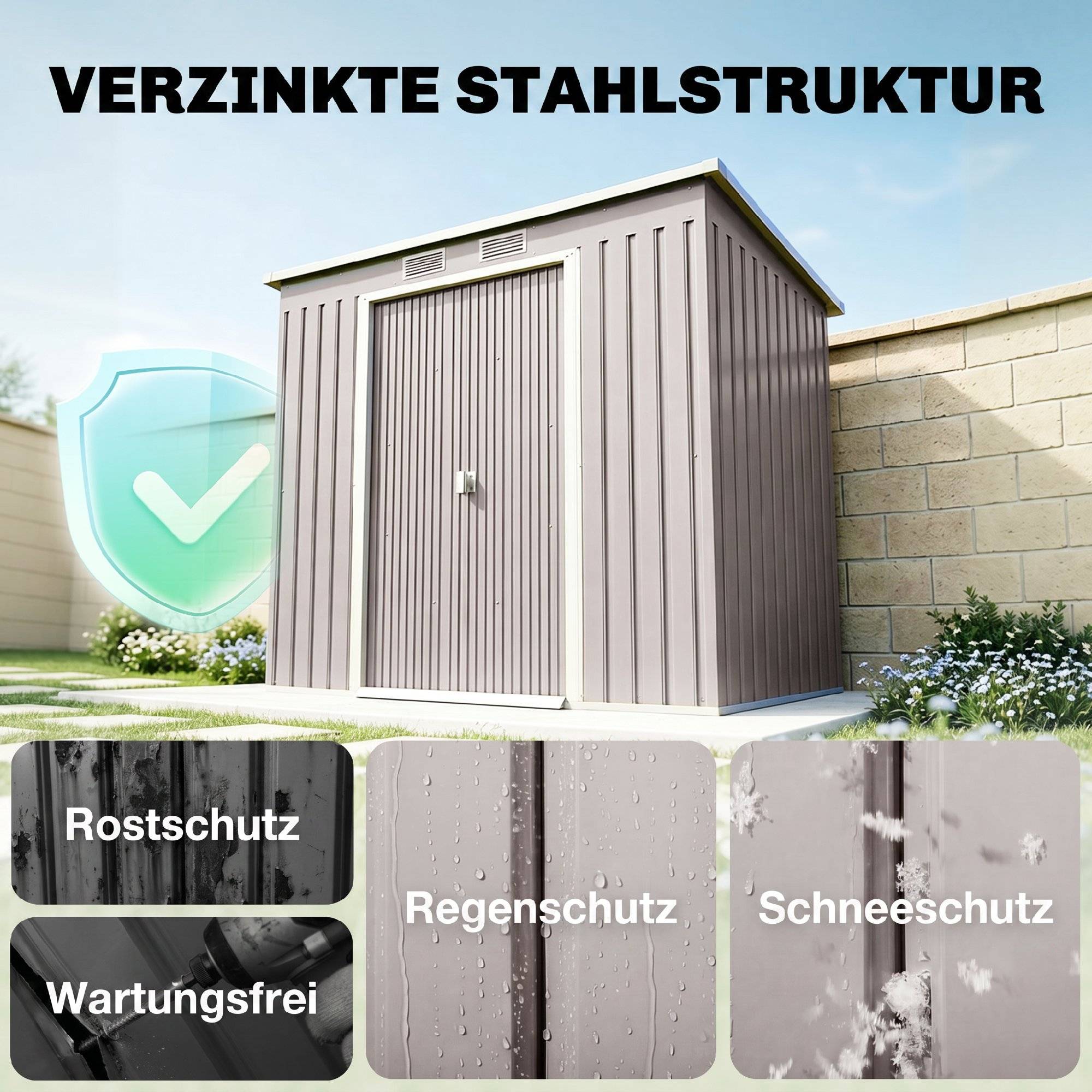ComfortXL - Abri de jardin acier galvanisé 213 x 130 x 172 cm gris clair avec portes coulissantes - ComfortXL Outdoor Living - Image 6