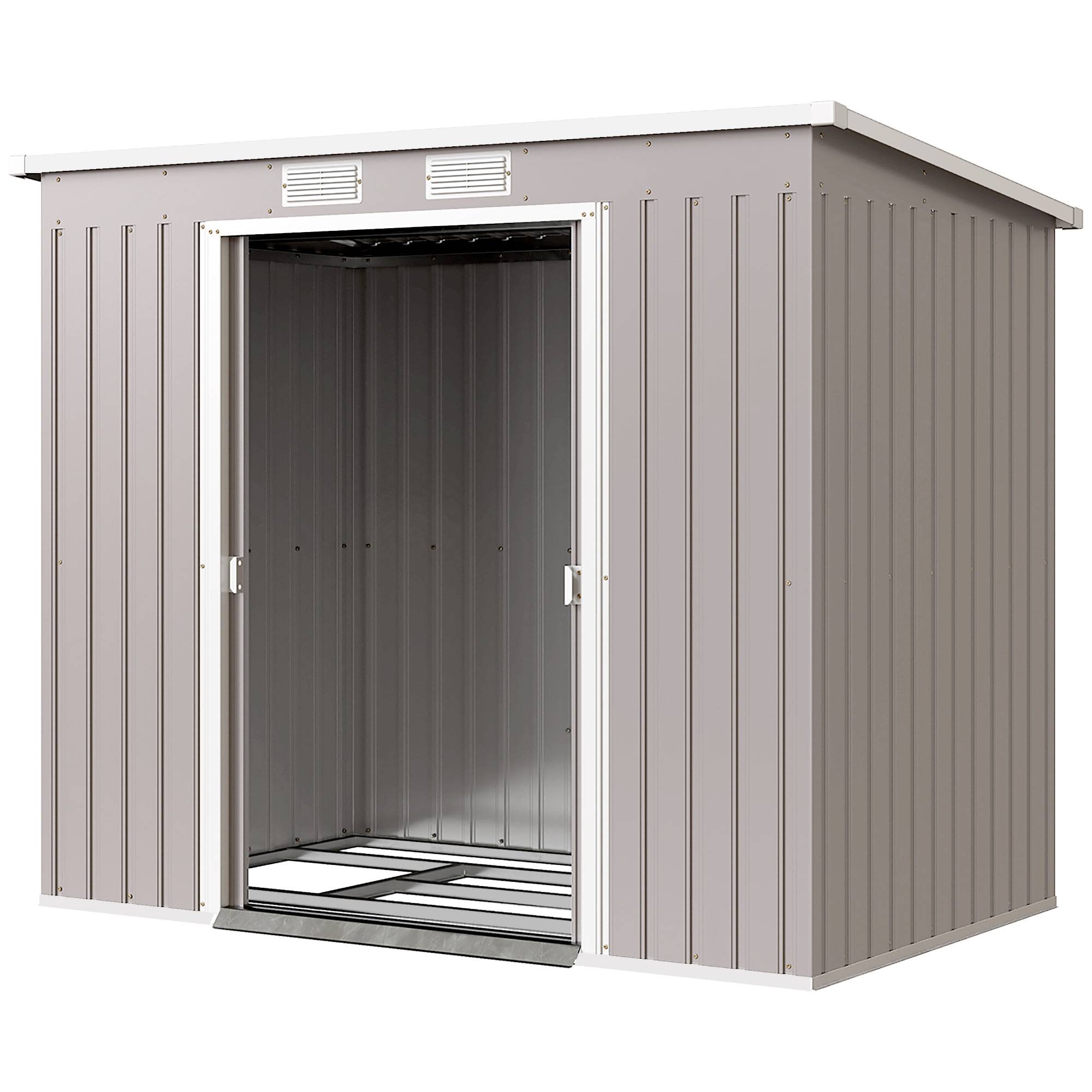 ComfortXL - Abri de jardin acier galvanisé 213 x 130 x 172 cm gris clair avec portes coulissantes - ComfortXL Outdoor Living - Image 2