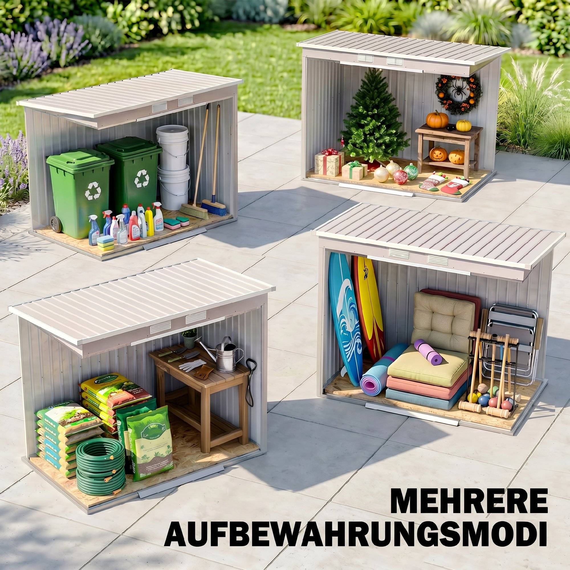ComfortXL - Abri de jardin acier galvanisé 213 x 130 x 172 cm gris clair avec portes coulissantes - ComfortXL Outdoor Living - Image 10