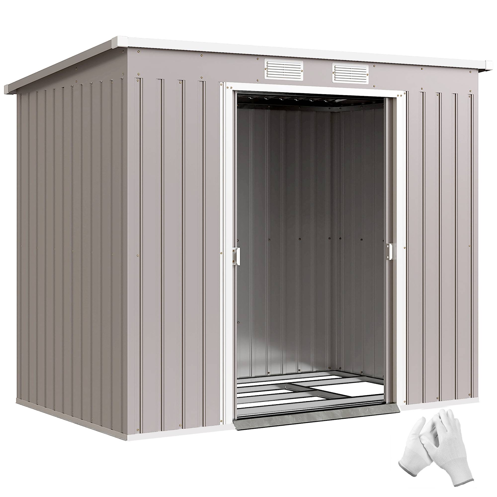 ComfortXL - Abri de jardin acier galvanisé 213 x 130 x 172 cm gris clair avec portes coulissantes - ComfortXL Outdoor Living - Image 1