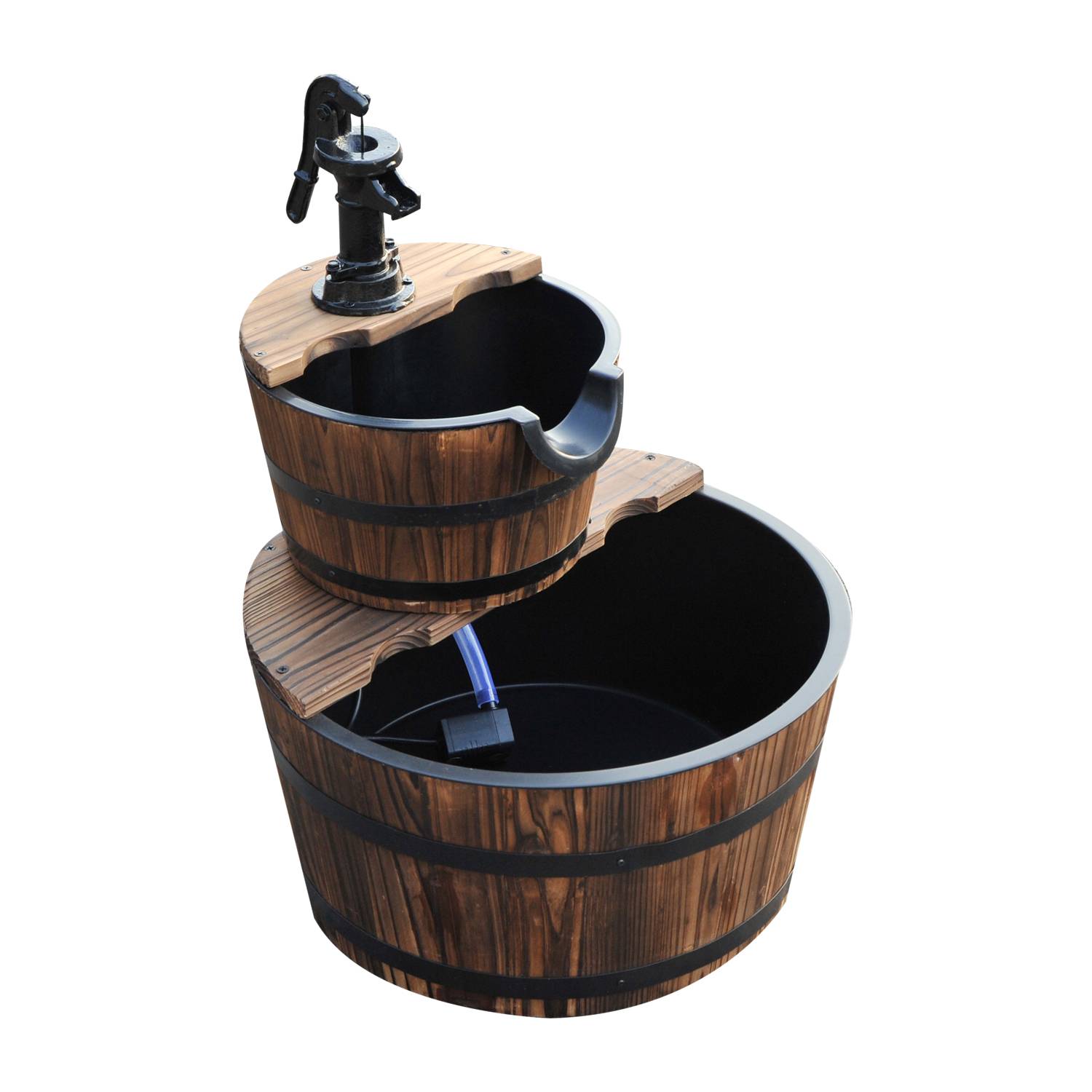 Fontaine de jardin bois marron foncé 44.5 x 44.5 x 58.5 cm - PANGIVO - Image 2
