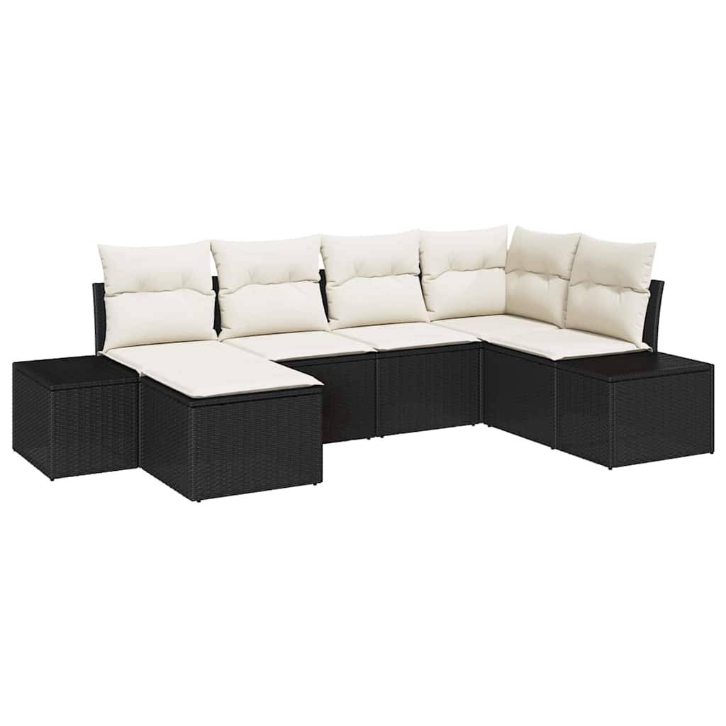 ComfortXL - Salon de jardin 6 places polyrotin modulable avec pouf bicolore Noir et Crème – ComfortXL Outdoor Living - Image 2
