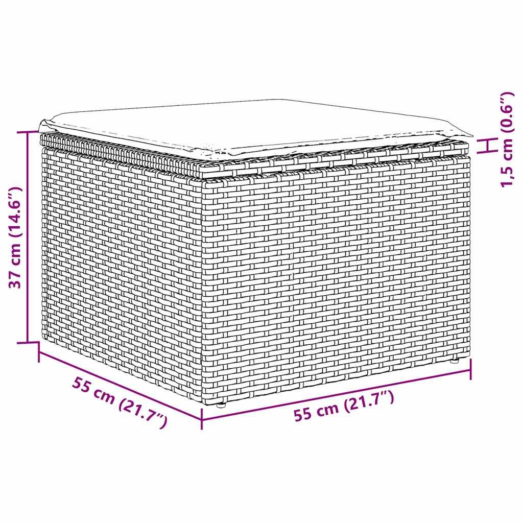 ComfortXL - Salon de jardin 6 places polyrotin modulable avec pouf bicolore Noir et Crème – ComfortXL Outdoor Living - Image 5