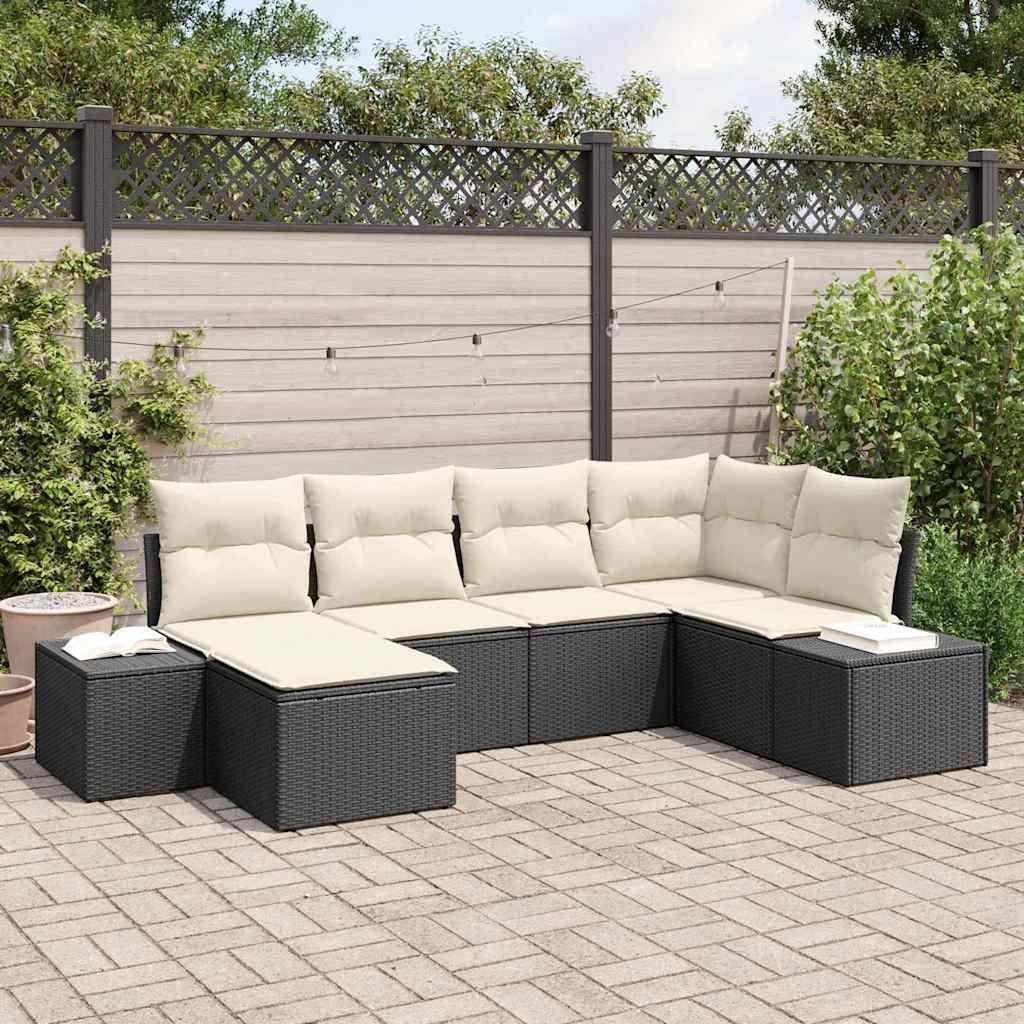 ComfortXL - Salon de jardin 6 places polyrotin modulable avec pouf bicolore Noir et Crème – ComfortXL Outdoor Living - Image 1