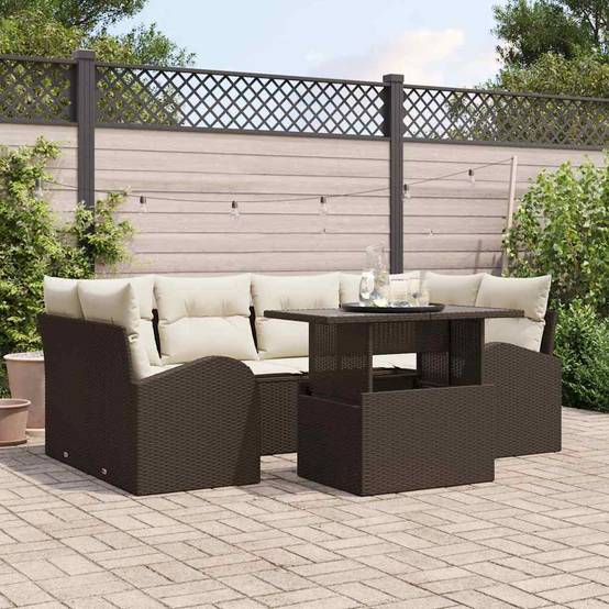ComfortXL - Salon de jardin d'angle 6 places polyrotin avec table basse pour extérieur Marron – ComfortXL Outdoor Living - Image 1