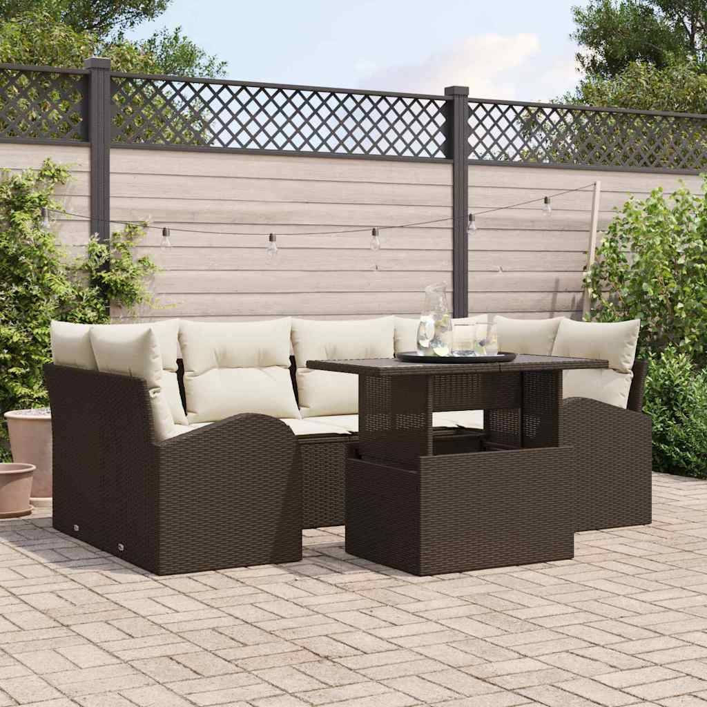 ComfortXL - Salon de jardin d'angle 6 places polyrotin avec table basse pour extérieur Marron – ComfortXL Outdoor Living - Image 1