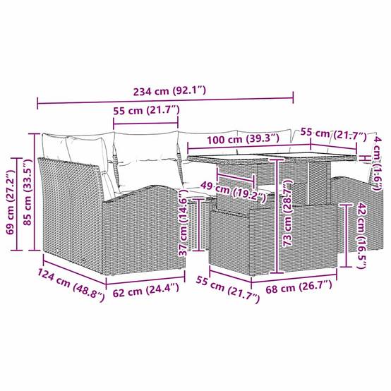 ComfortXL - Salon de jardin d'angle 6 places polyrotin avec table basse pour extérieur Marron – ComfortXL Outdoor Living - Image 3