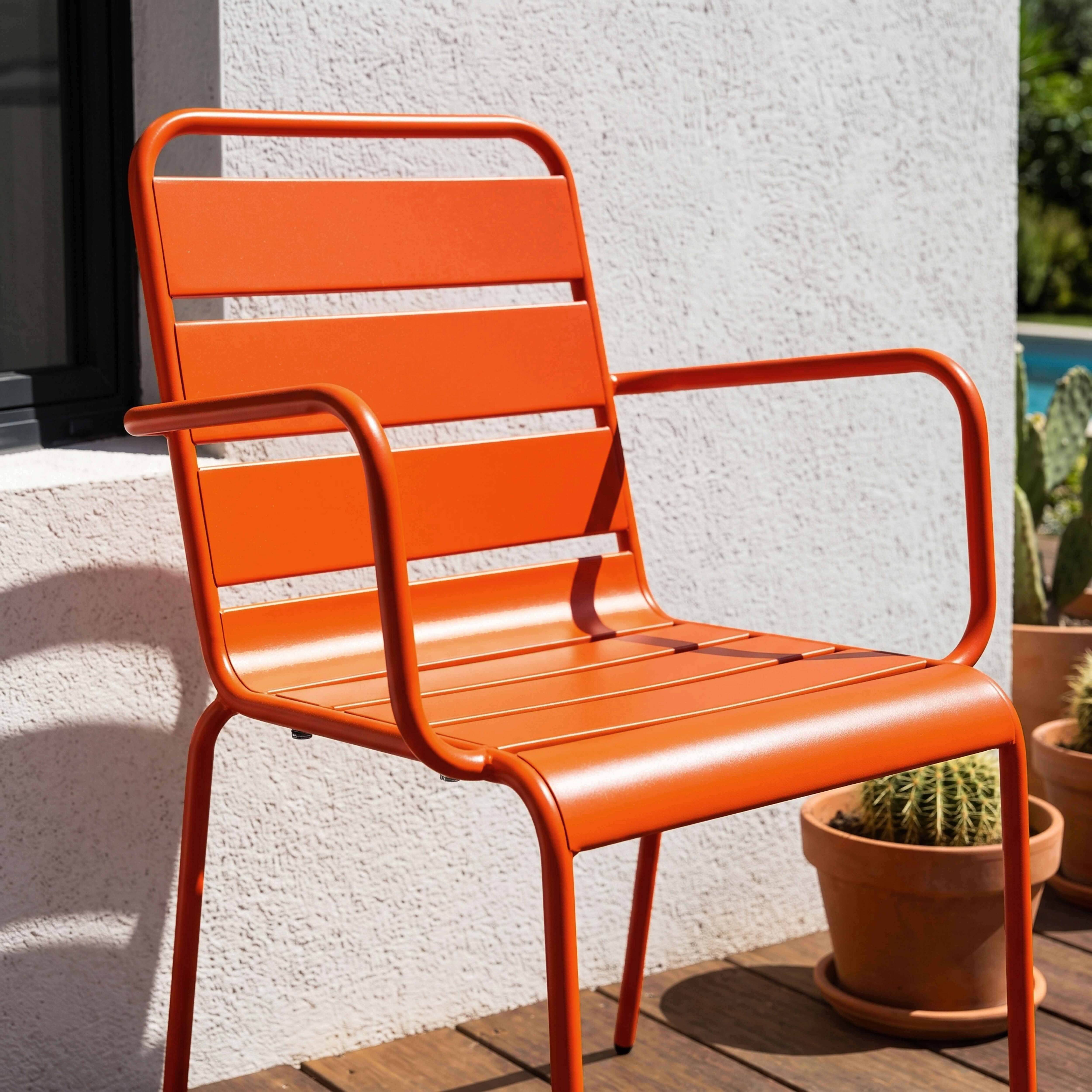Oviala - Fauteuil de jardin en métal orange Palavas - Oviala - Image 3
