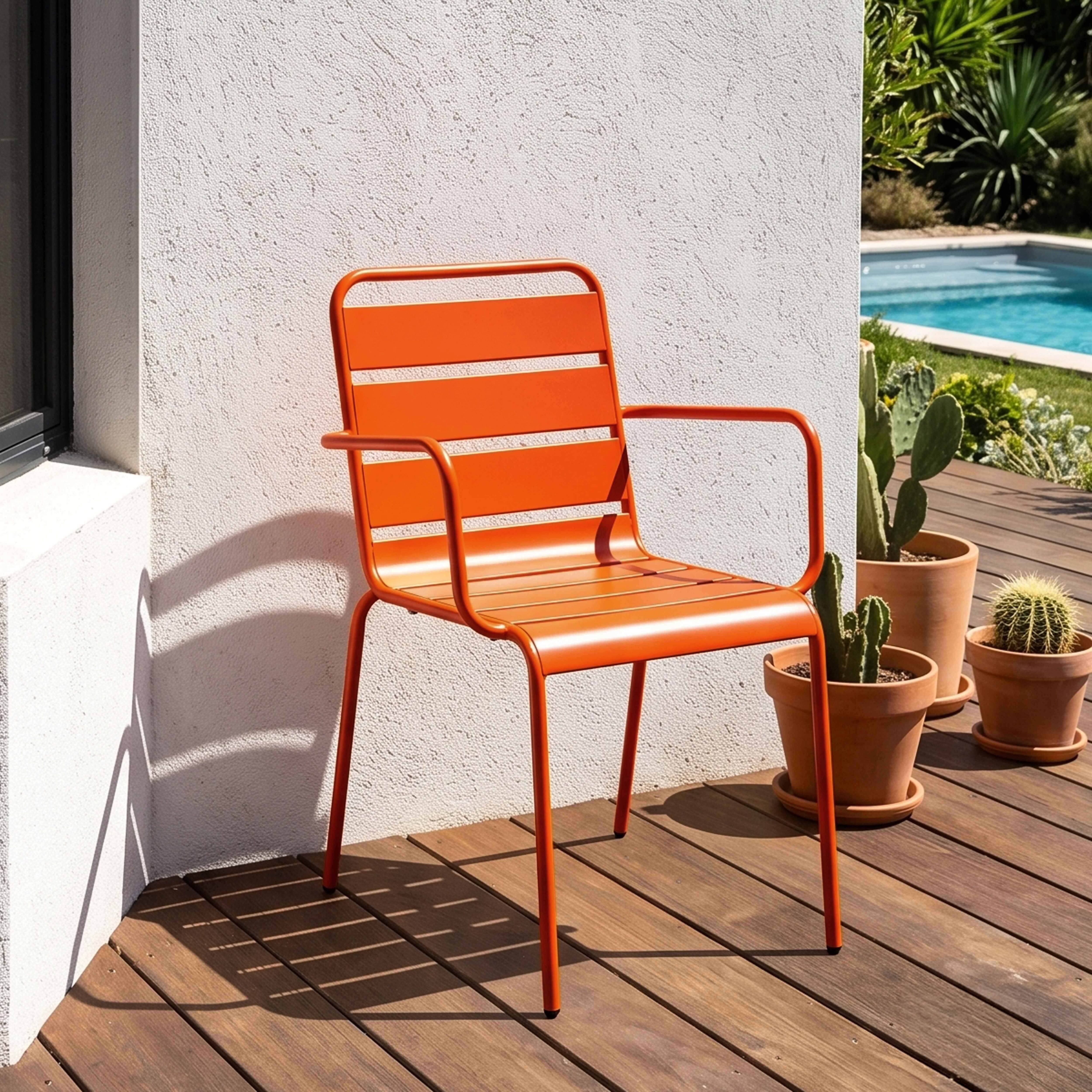 Oviala - Fauteuil de jardin en métal orange Palavas - Oviala - Image 2