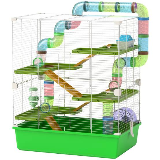Cage pour rongeur acier et plastique multicolore 59 x 36 x 69 cm - PANGIVO - Image 2