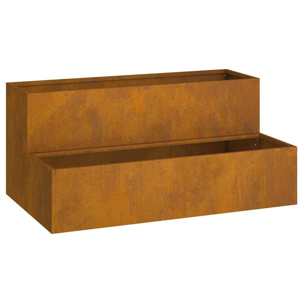 Jardinière rectangulaire Acier Corten extérieur Rouillé 100x60x45 cm – ComfortXL Outdoor Living - Image 2