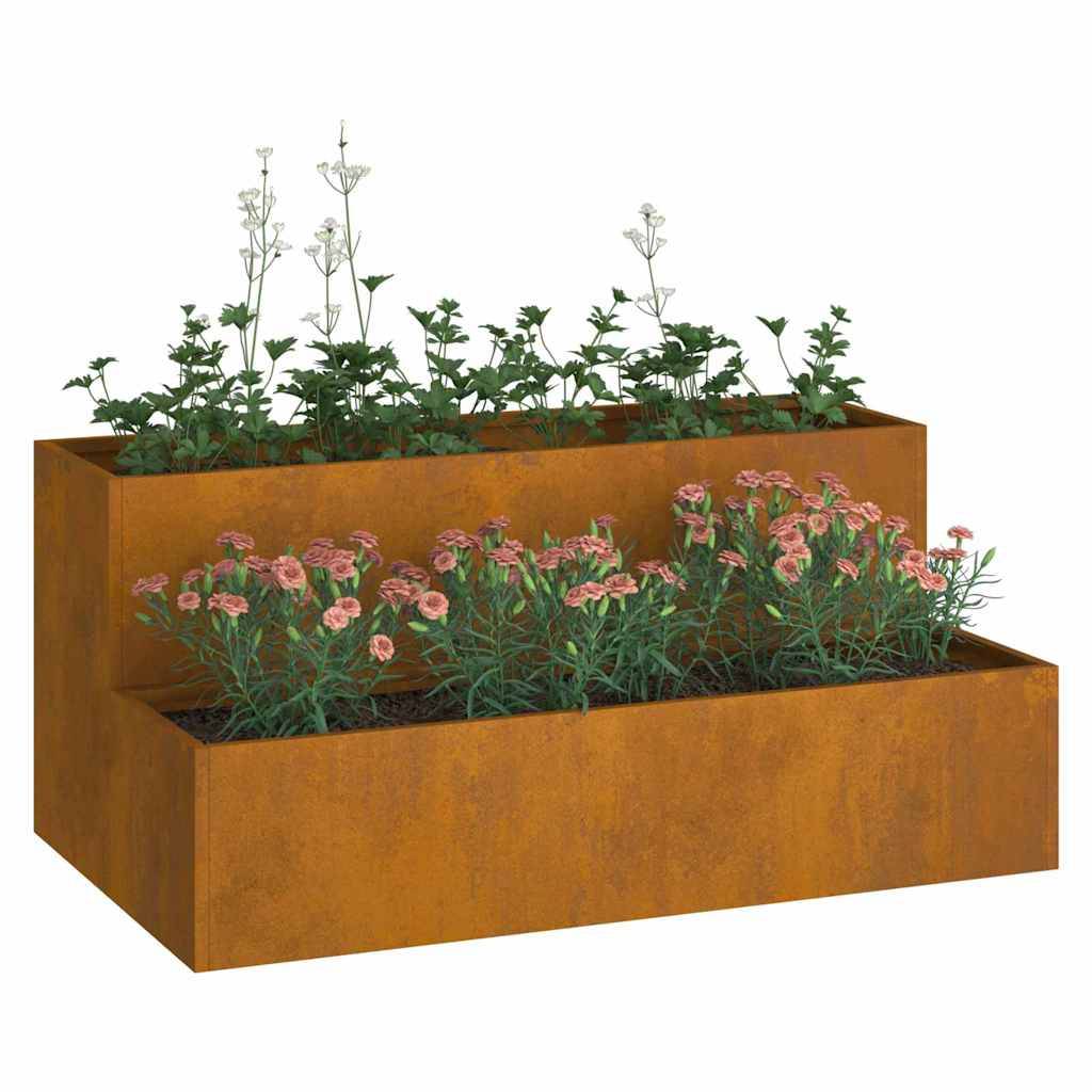 Jardinière rectangulaire Acier Corten extérieur Rouillé 100x60x45 cm – ComfortXL Outdoor Living - Image 3