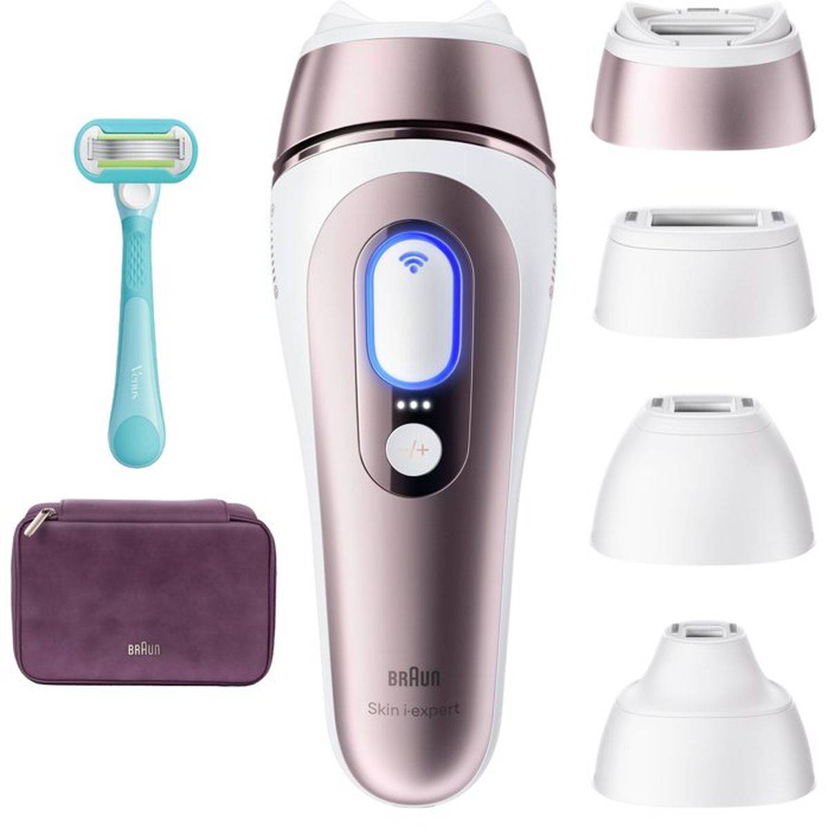 Braun - Épilateur à lumière pulsée IPL Skin i-expert Pro PL7431, capteur SkinProtect, 4 têtes - Braun