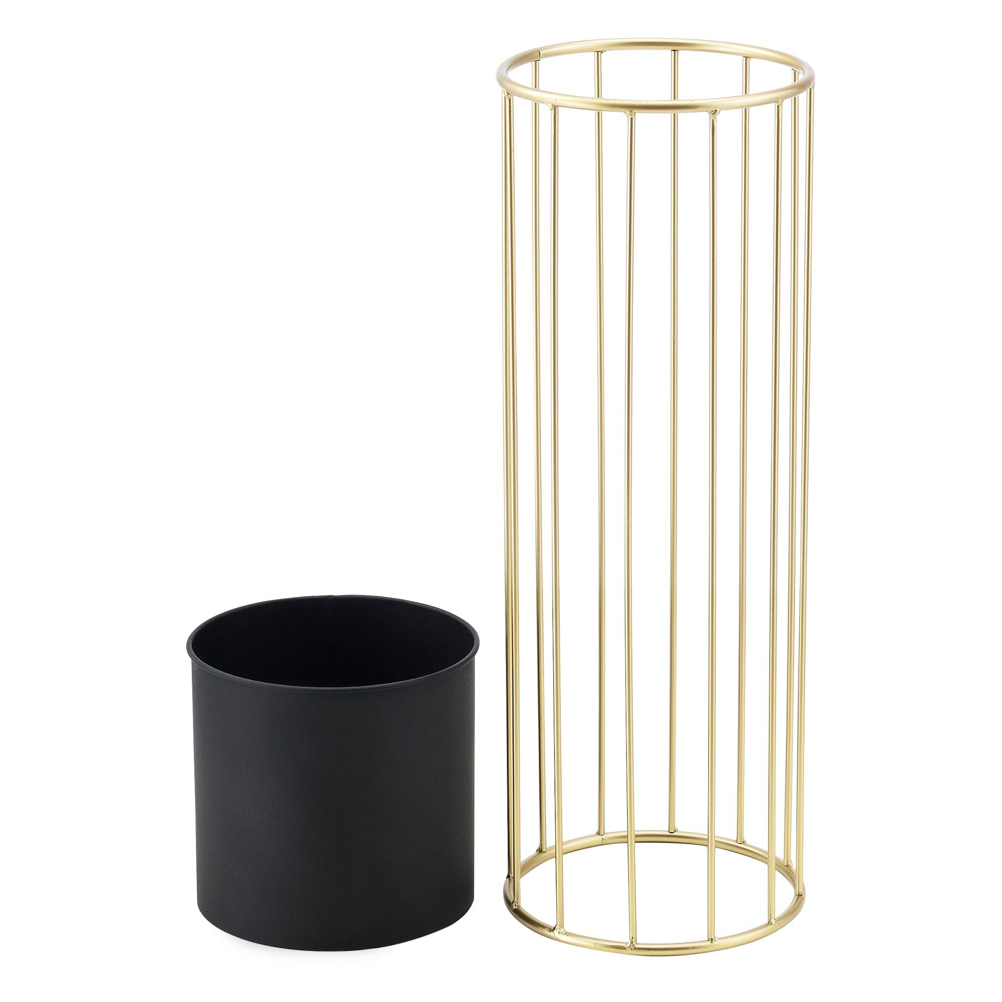 Helloshop26 - Set de 2 supports de plante ensemble cache-pot pot de fleur bac à fleurs vase métal tailles différentes doré noir - Image 2