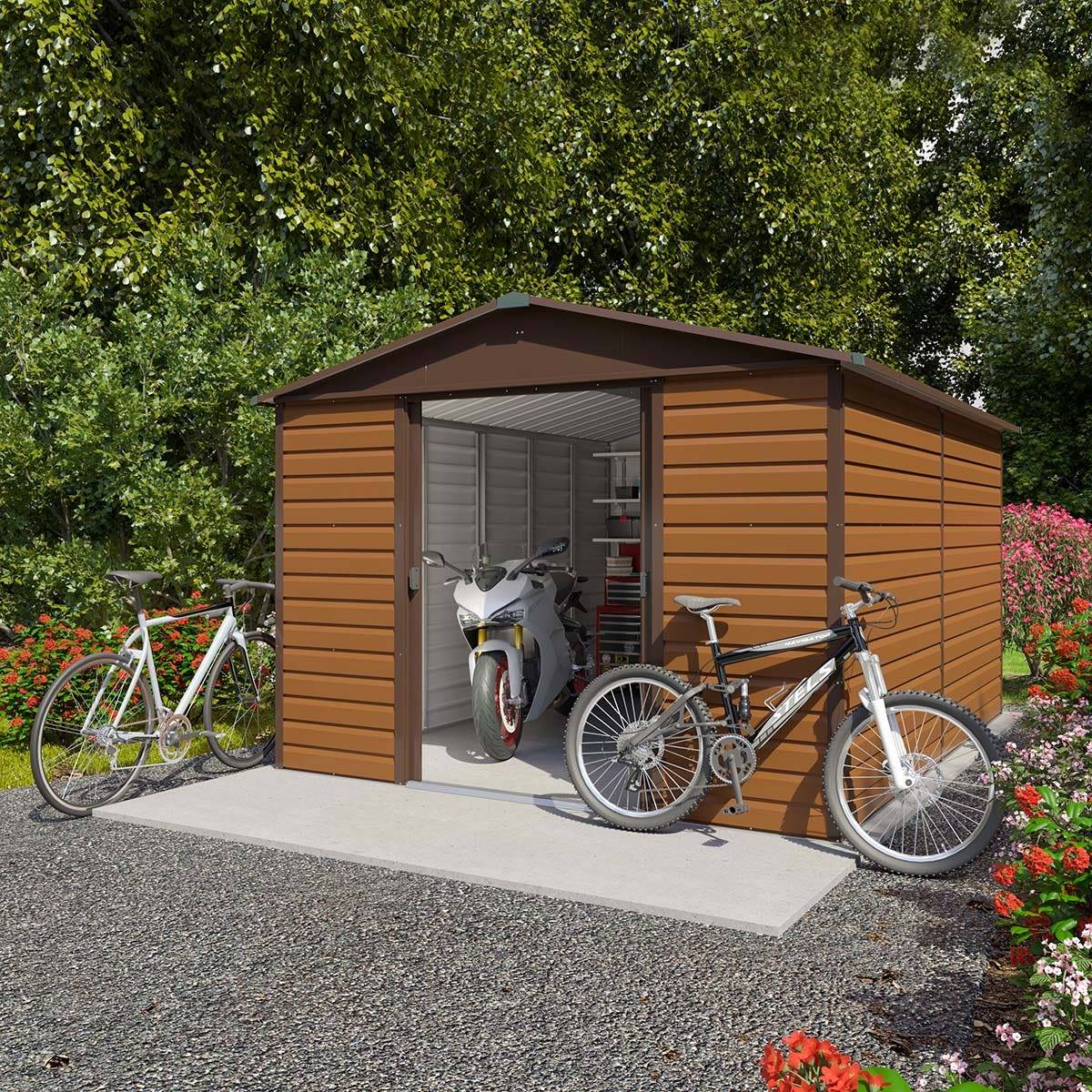 Yardmaster - Abri de jardin métal imitation bois 10,46 m2 Yardmaster + kit d'ancrage - Image 2