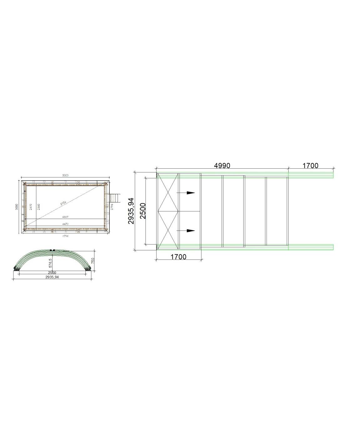 Altanka - Abri de piscine Horizon pour les modèles 5x3 m - BAS86, BAS786 - polycarbonate alvéolaire 8 mm - Couleur Ral7016 Graphite - ECO215 - Image 2