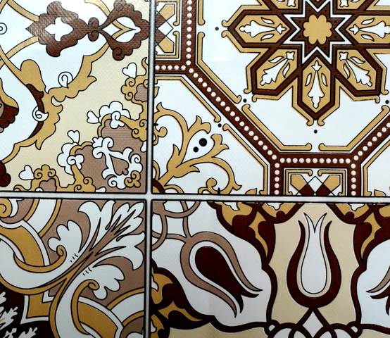 Nappe Composition PVC Base Polyester Anti-taches Mosaïque Marron Taille 140X250 CM - Image 2