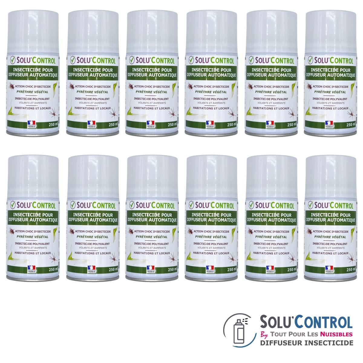 12 Aérosols 250 ml au Pyrèthre Végétal - Compatible Diffuseur Automatique - Action Choc Contre Volants et Rampants - Image 2