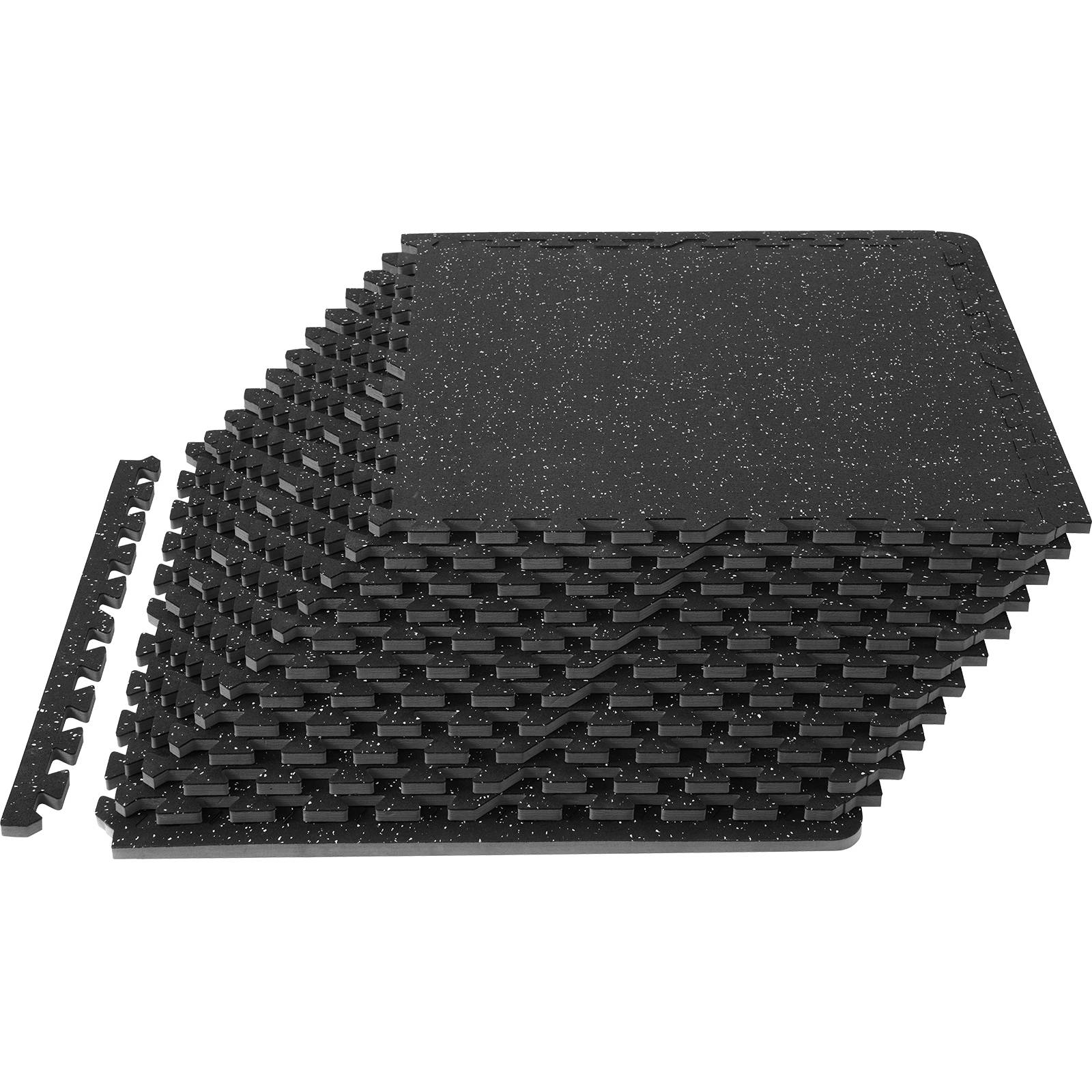 VEVOR Tapis caoutchouc emboîtables 12 pièces 4.5m², épaisseur 14mm, réduction bruit, protection sol, noir/gris. - Image 1