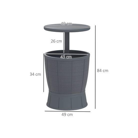 Outsunny - Table à glacière 3 en 1 Ø49x58-84cm avec seau à glace plateau télescopique pour bière vin cocktails jardin gris - Outsunny - Image 3