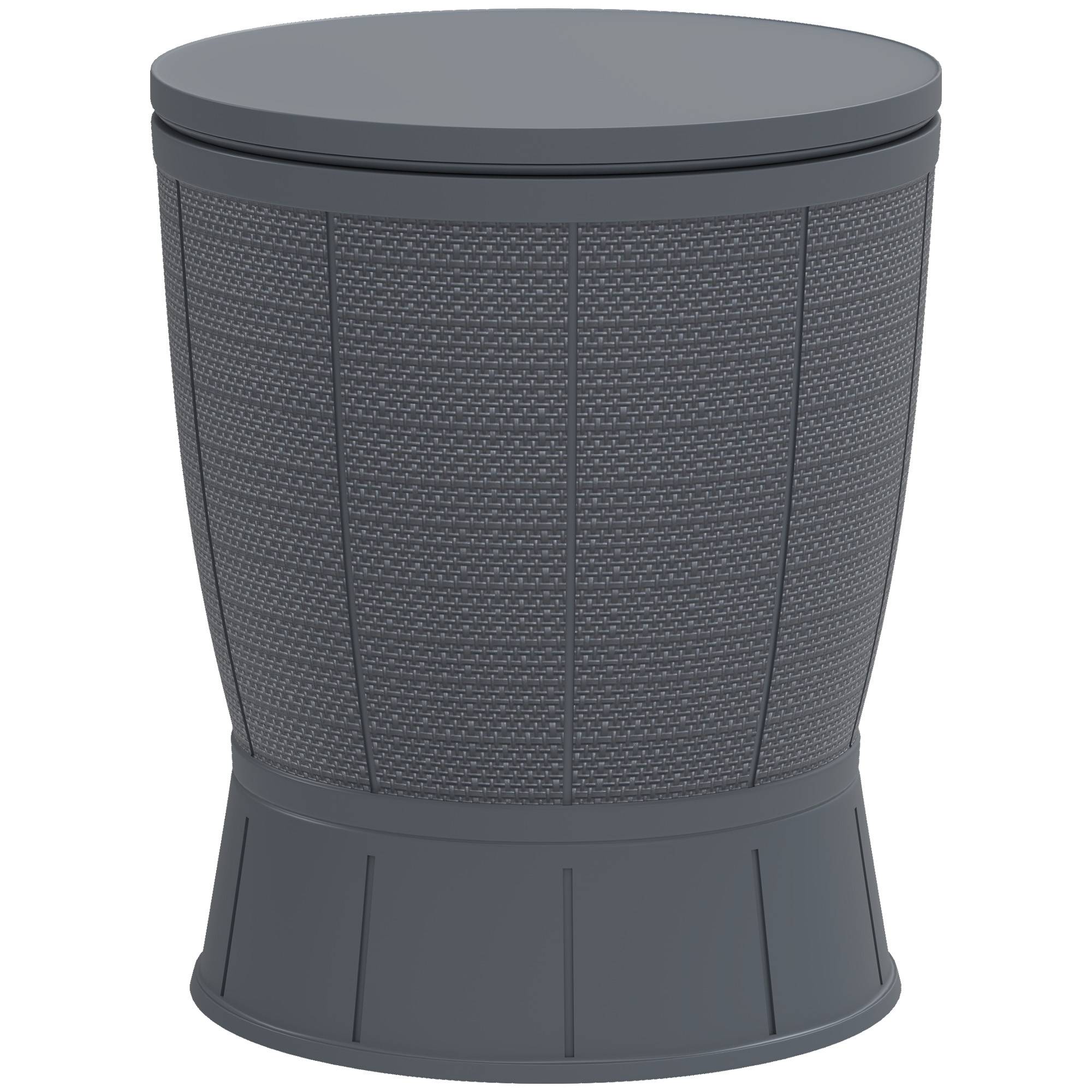 Outsunny - Table à glacière 3 en 1 Ø49x58-84cm avec seau à glace plateau télescopique pour bière vin cocktails jardin gris - Outsunny - Image 5