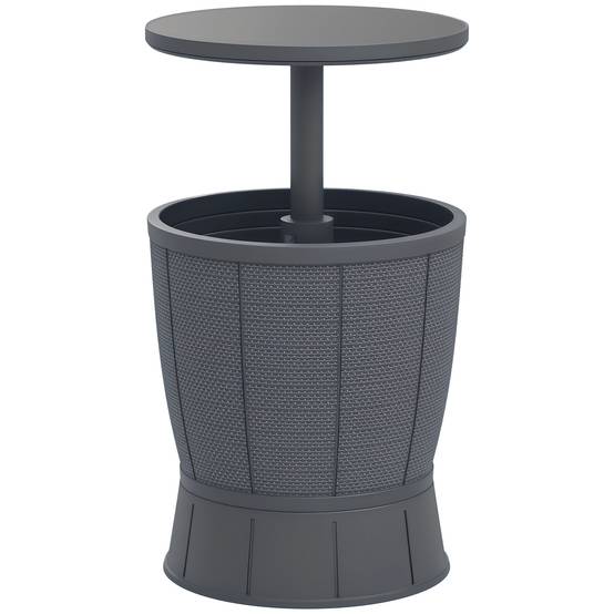 Outsunny - Table à glacière 3 en 1 Ø49x58-84cm avec seau à glace plateau télescopique pour bière vin cocktails jardin gris - Outsunny - Image 1