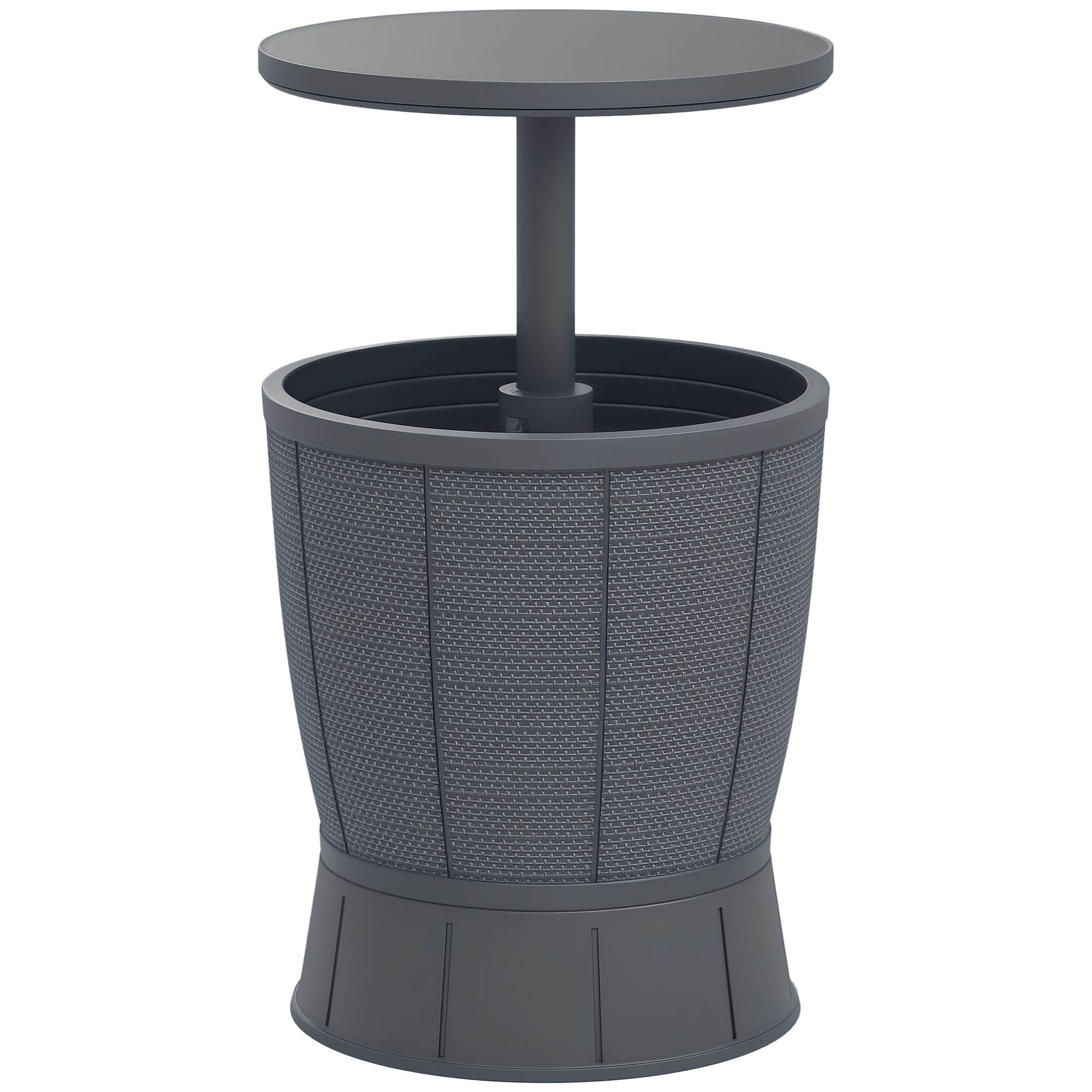 Outsunny - Table à glacière 3 en 1 Ø49x58-84cm avec seau à glace plateau télescopique pour bière vin cocktails jardin gris - Outsunny - Image 1