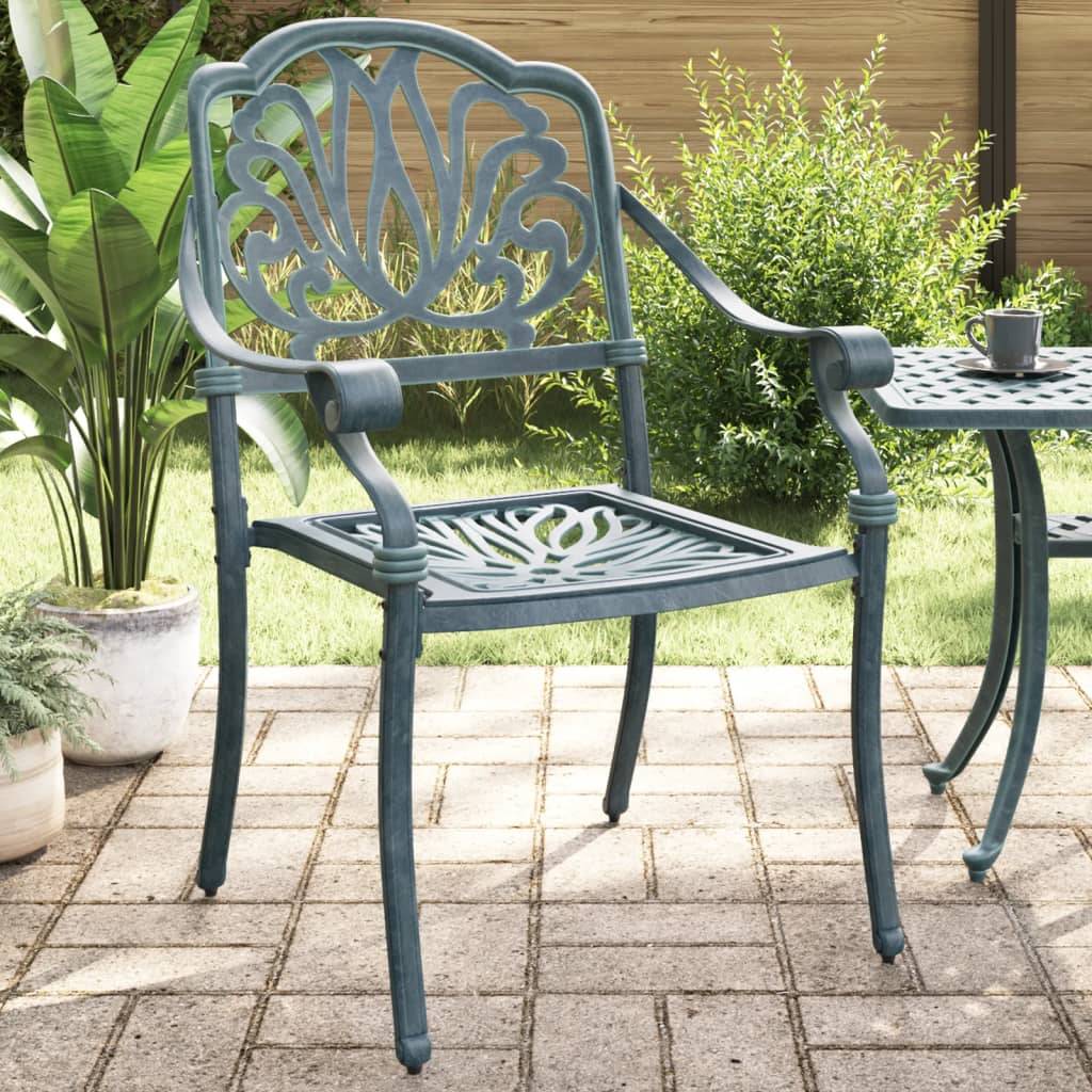 Chaise de jardin aluminium coulé verte 65 x 63 x 91 cm (lot de 2) - PANGIVO - Image 3